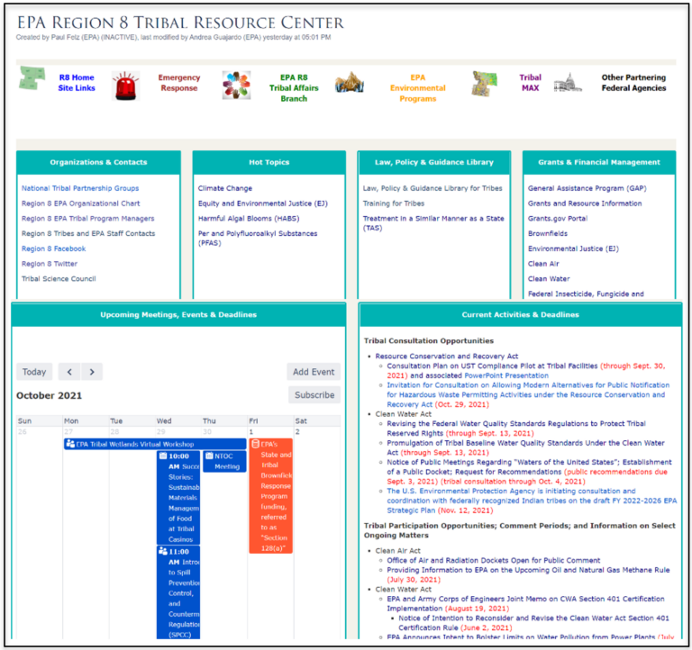EPA Region 8 Launches Tribal Resource Center EEnterprise for the