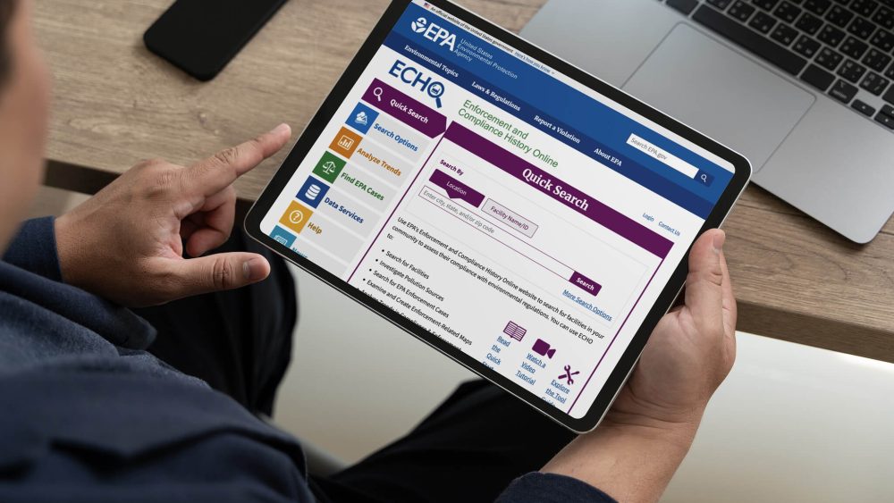 The ECHO website on a tablet